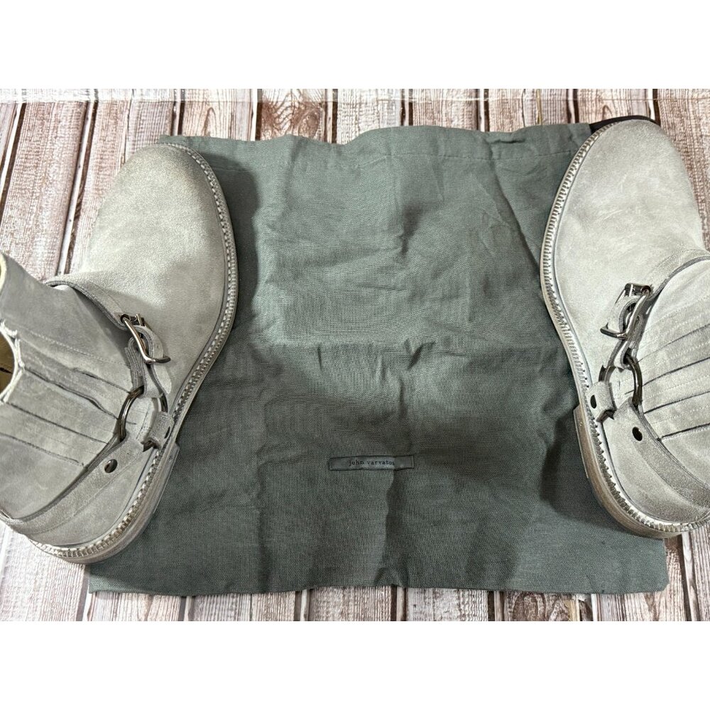 John Varvatos Harness suede Boots Size 11 color Grey handmade in Italy New - Picture 9 of 9